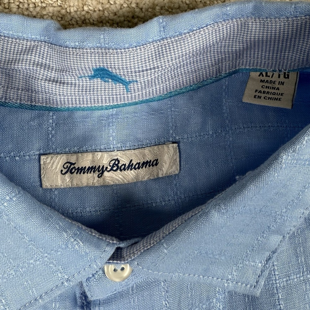 Tommy Bahama Men's XL Blue 100% Linen Long Sleeve Button Up Shirt - Picture 4 of 5